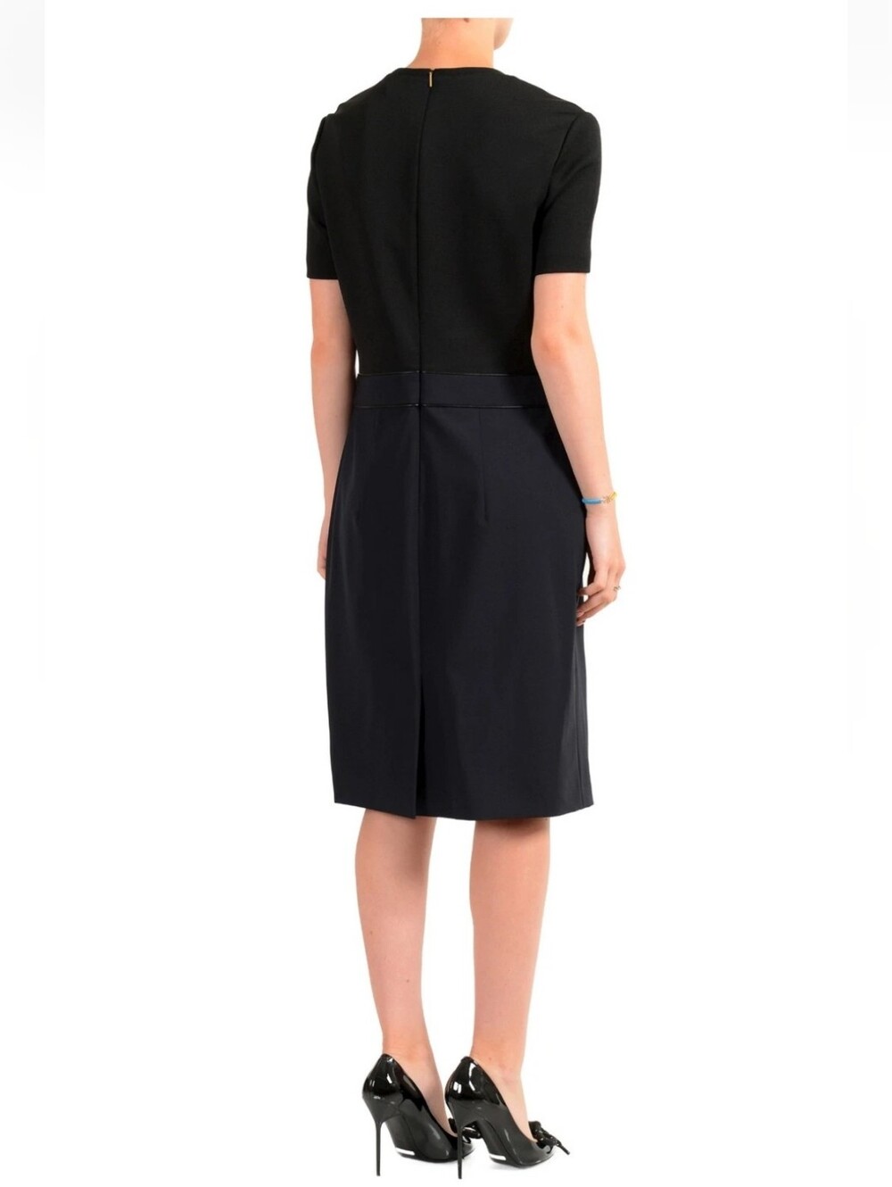 Hugo Boss Women's "Dualisa" Two Tone Wool Short Sleeve Pencil Dress US 2 - Picture 3 of 7